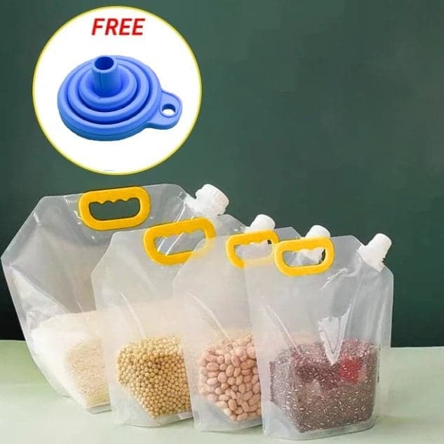 Suurikapasiteettinen ruokasäilytyspussi, läpinäkyvä, vedenkestävä ja seisevä design, ergonominen kahva kotiin ja kaupalliseen