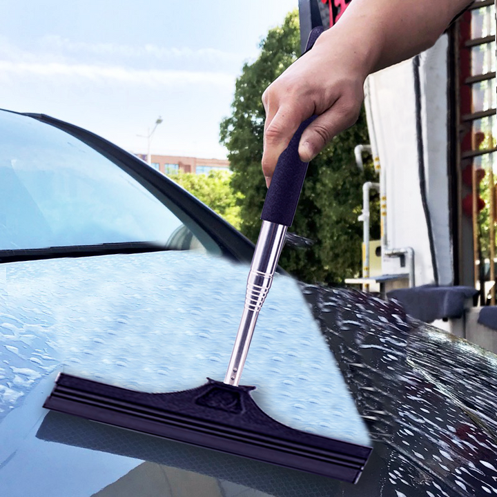 Foldbar sort/pink bilrudevisker med lang teleskopstang, svampehåndtag, nem at bruge og rengøre