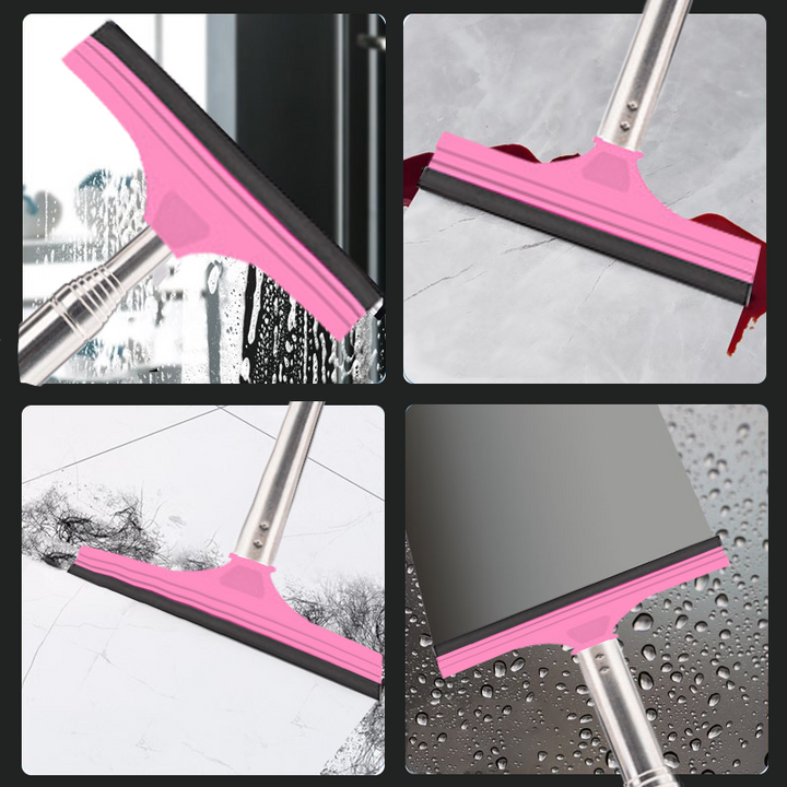 Foldbar sort/pink bilrudevisker med lang teleskopstang, svampehåndtag, nem at bruge og rengøre