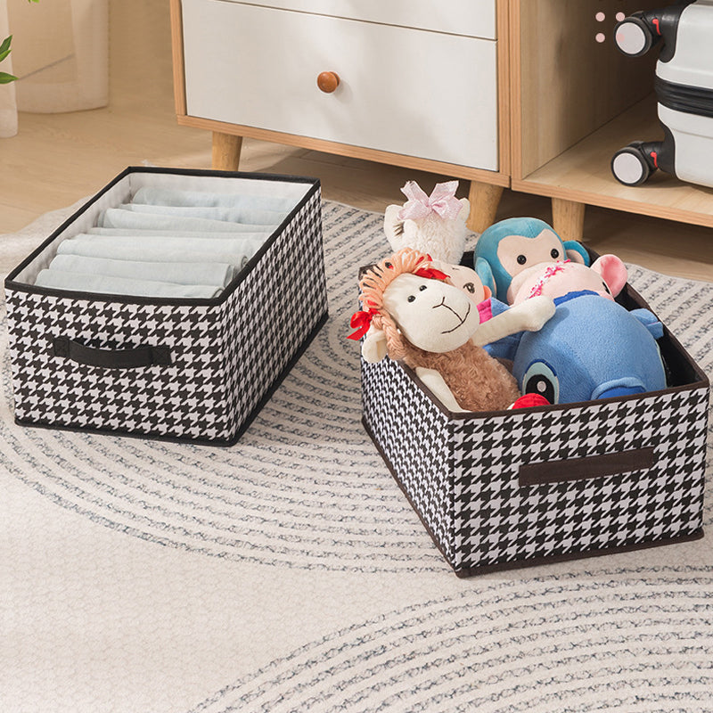 Sammenklappelig opbevaringsboks til garderobe, robust, 40x28x20 cm, grå, dobbelt håndtag, pladsbesparende.