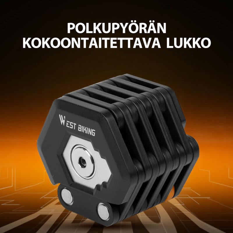 Foldbar, vandtæt zinklegeringslås, kraftig cykellås, kompakt design, nem at bære i lommen.