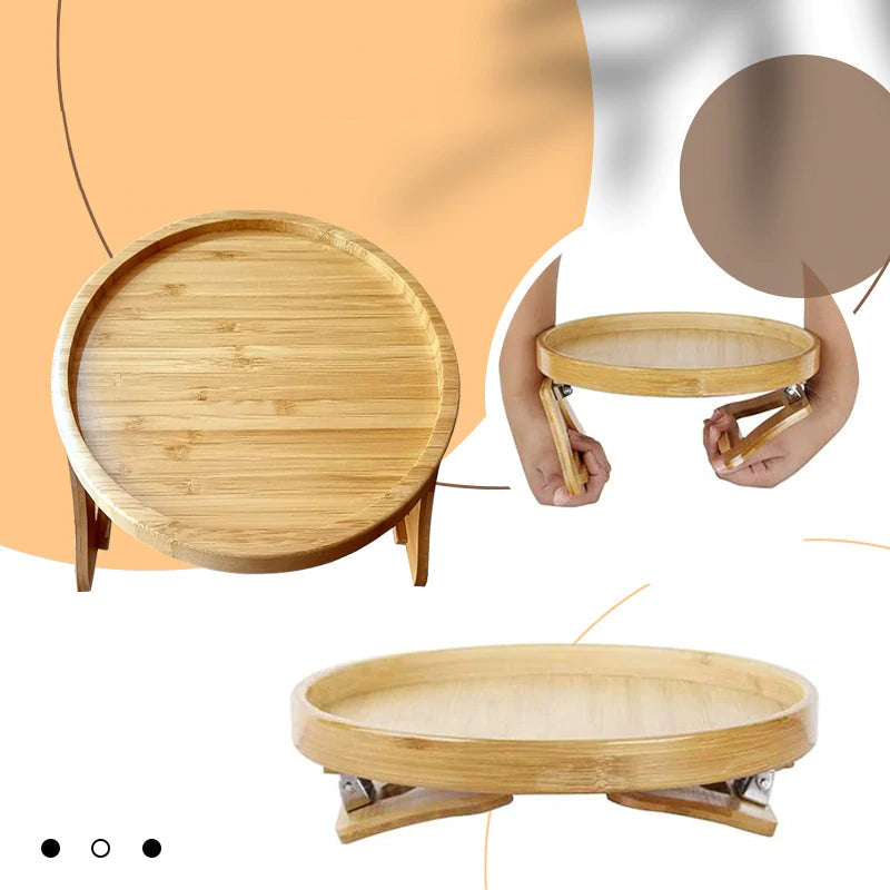 Foldbar bambusbakke til sofahylder, naturligt træ, moderne stil, nem at bruge og opbevare, hjemmehygge.