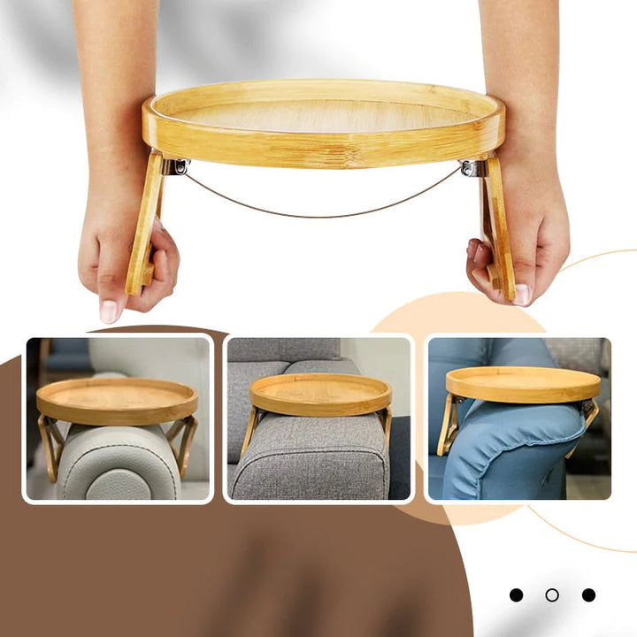 Foldbar bambusbakke til sofahylder, naturligt træ, moderne stil, nem at bruge og opbevare, hjemmehygge.