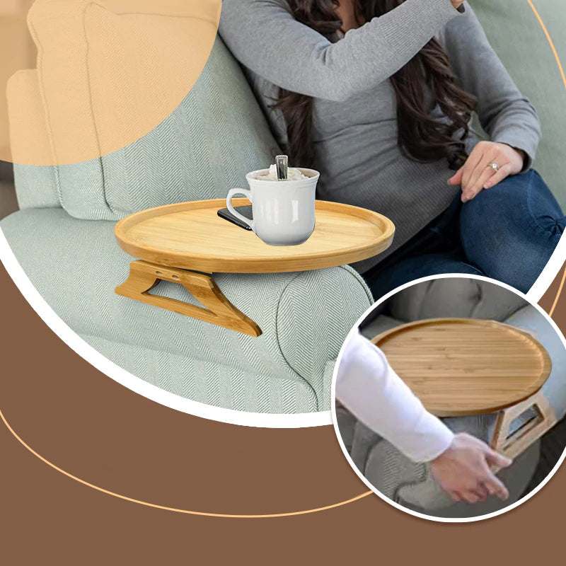 Foldbar bambusbakke til sofahylder, naturligt træ, moderne stil, nem at bruge og opbevare, hjemmehygge.