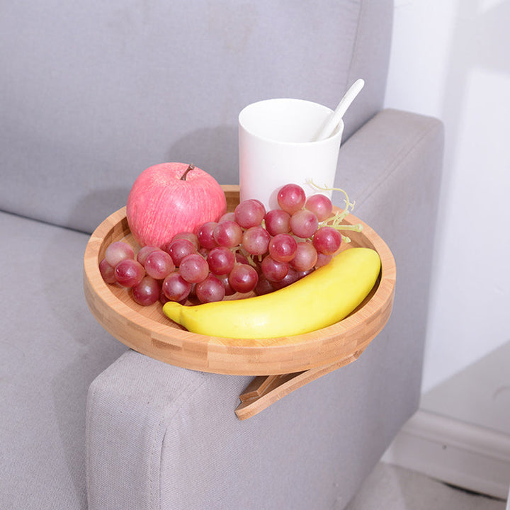 Foldbar bambusbakke til sofahylder, naturligt træ, moderne stil, nem at bruge og opbevare, hjemmehygge.
