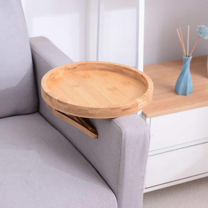 Foldbar bambusbakke til sofahylder, naturligt træ, moderne stil, nem at bruge og opbevare, hjemmehygge.