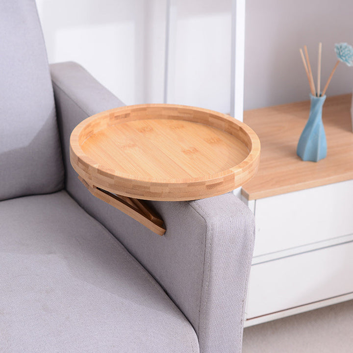 Foldbar bambusbakke til sofahylder, naturligt træ, moderne stil, nem at bruge og opbevare, hjemmehygge.