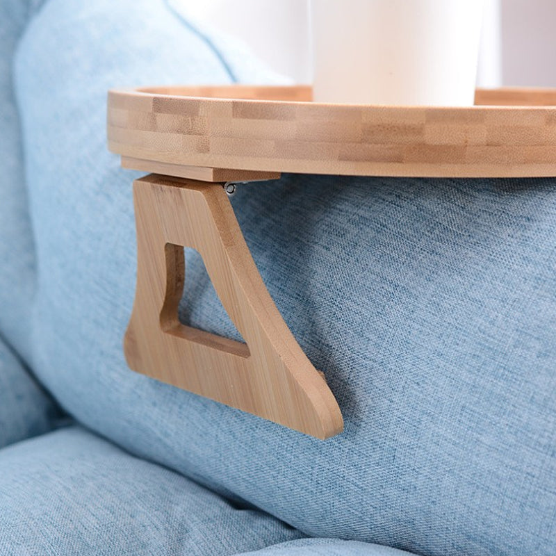 Foldbar bambusbakke til sofahylder, naturligt træ, moderne stil, nem at bruge og opbevare, hjemmehygge.