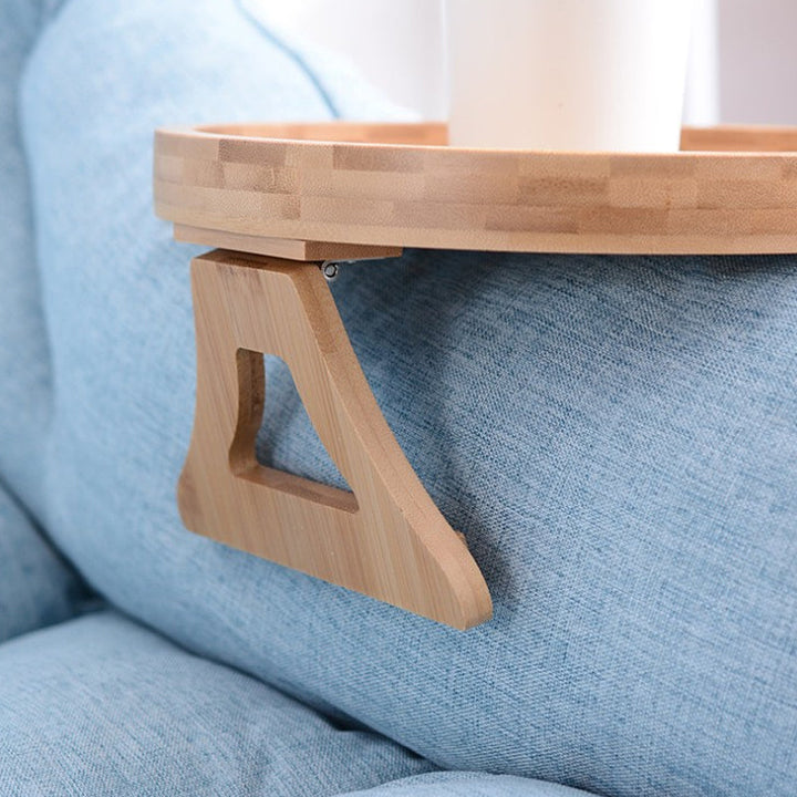 Foldbar bambusbakke til sofahylder, naturligt træ, moderne stil, nem at bruge og opbevare, hjemmehygge.