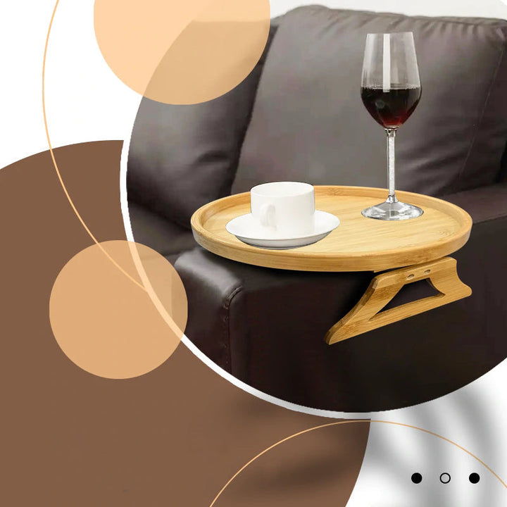 Foldbar bambusbakke til sofahylder, naturligt træ, moderne stil, nem at bruge og opbevare, hjemmehygge.