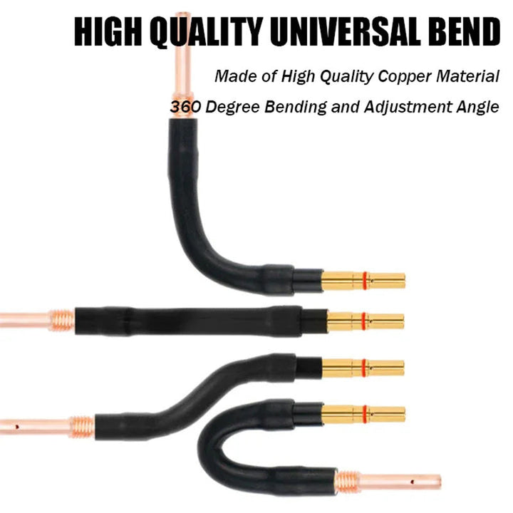 Bøjet og lige svejsepistolrør - holdbart og ergonomisk design, velegnet til professionelle og hobbybrugere.