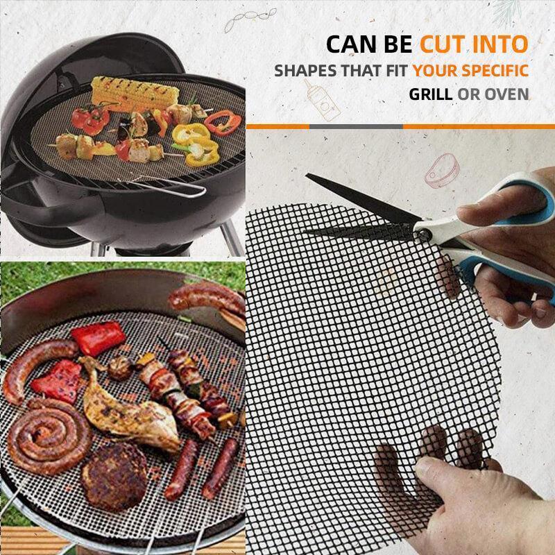 Tarttumaton BBQ grilli-verkkomatto, musta, suojaa ruoan putoamiselta ja tarttumiselta, uudelleenkäytettävä ja kestävä.