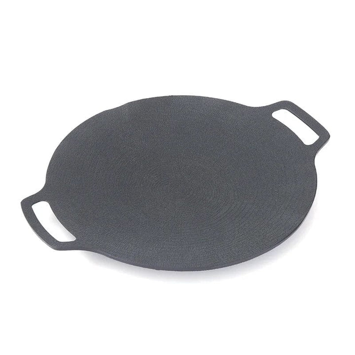 Non-stick rund 33cm grillpande, aluminium, konkavt design, velegnet til gas og åben ild