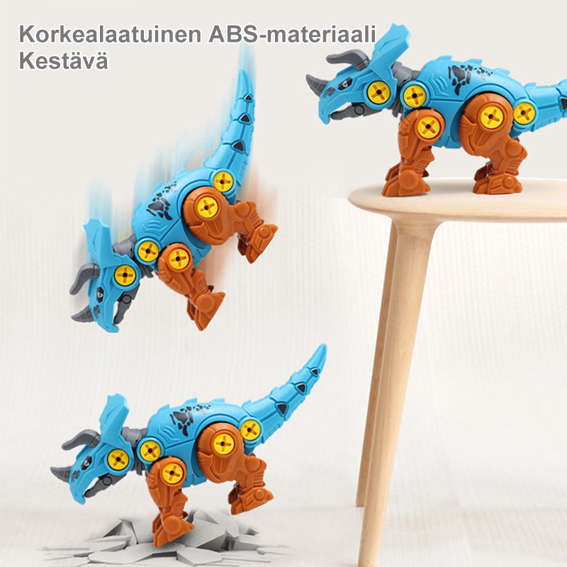 Gør-det-selv dinosaur legetøjssæt med farverige dinosaurdele til børns leg og samling.