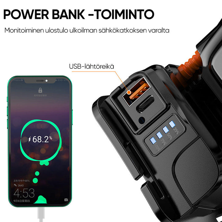 Tehokas ladattava vedenpitävä otsalamppu LED-valolla ulkoiluun, musta runko ja säädettävä hihna takaavat mukavuuden.