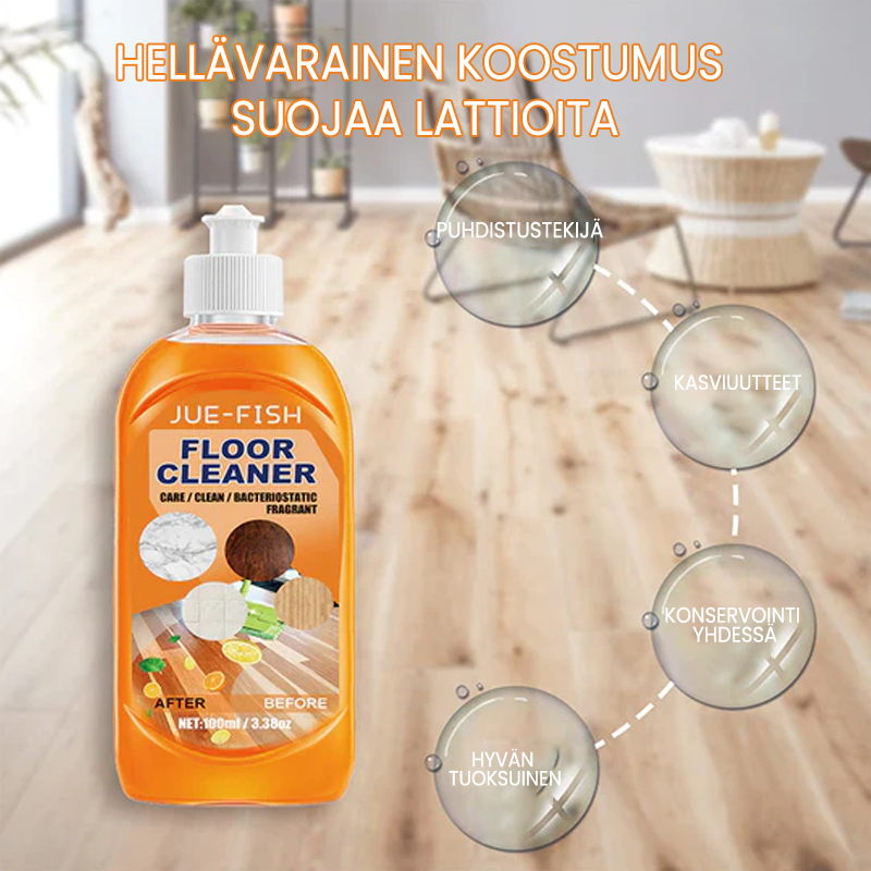 Effektiv gulvrens til hjemmet - Gør gulve skinnende, fjerner pletter og efterlader en frisk citronduft, 100ml flaske.