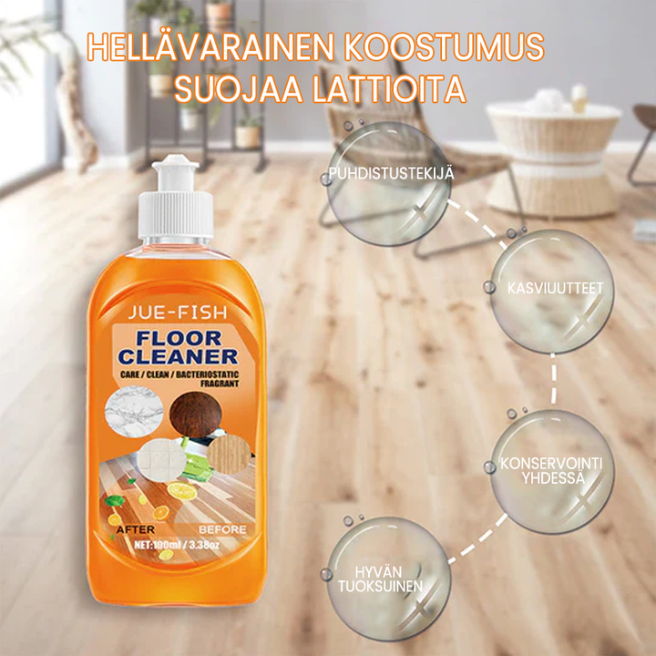 Effektiv gulvrens til hjemmet - Gør gulve skinnende, fjerner pletter og efterlader en frisk citronduft, 100ml flaske.