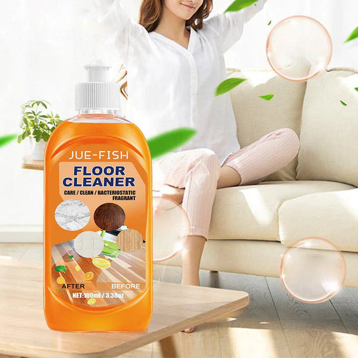 Effektiv gulvrens til hjemmet - Gør gulve skinnende, fjerner pletter og efterlader en frisk citronduft, 100ml flaske.