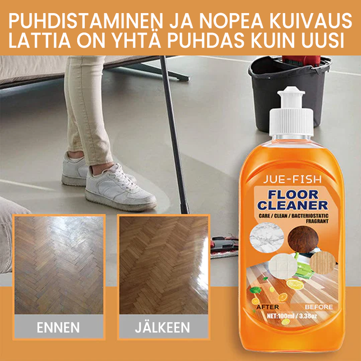 Effektiv gulvrens til hjemmet - Gør gulve skinnende, fjerner pletter og efterlader en frisk citronduft, 100ml flaske.