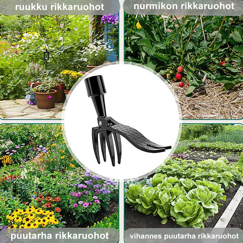 Effektiv ukrudtsfjerner til haven, med metalkrog og bambushåndtag, fjerner ukrudt ubesværet og effektivt.