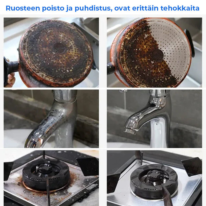 Kraftig skum-rustfjerner til køkkenet, hvid flaske, skinnende ren finish, 250g, citronduft.