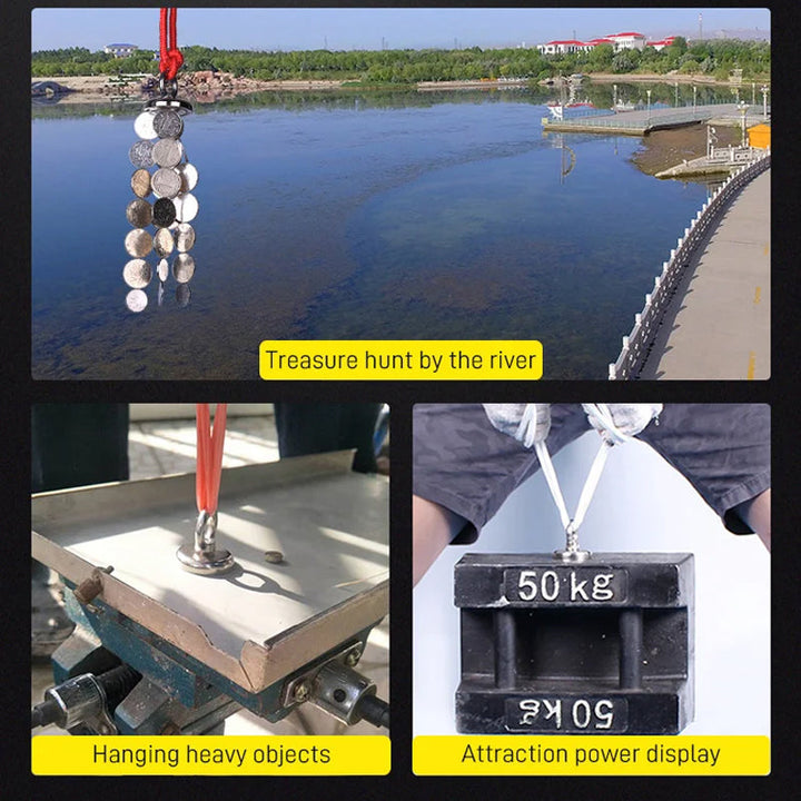 Kraftfuldt magnet sæt til undervandsbrug: holdbart, korrosionsbestandigt, løftering og stærk magnetisk kraft.