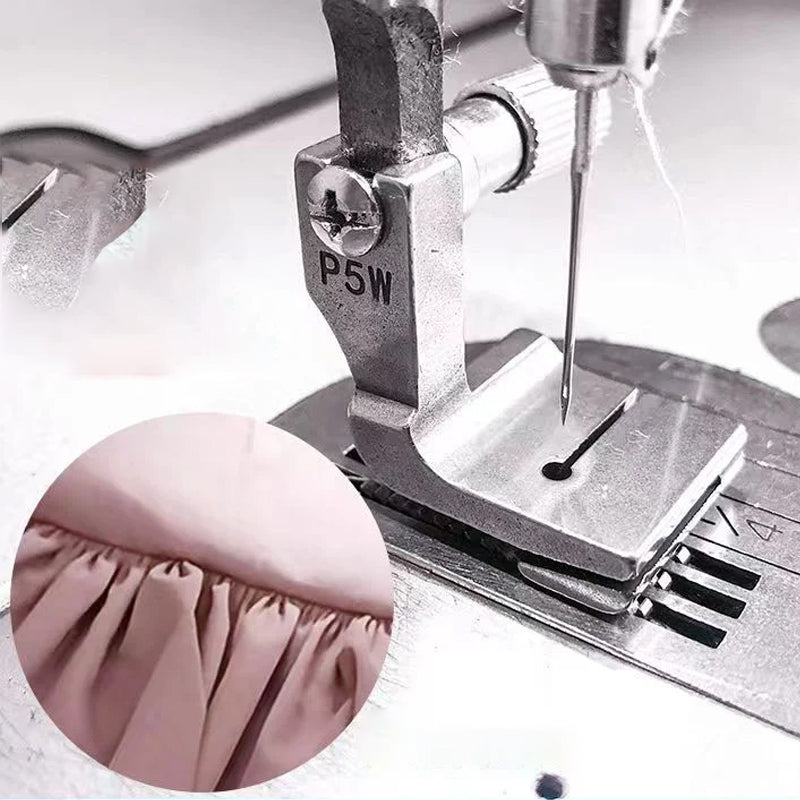 Industriel symaskinefod, metal, tilbehør til rynker, passer til mange maskiner. Holdbar og præcis.