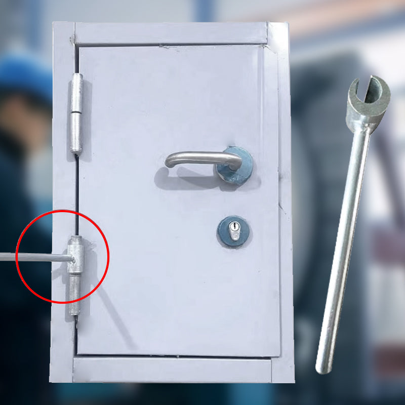Værktøj til justering af stålhængsler, velegnet til brand- og sikkerhedsdøre, robust design, forskellige størrelser, ergonomisk og holdbart.