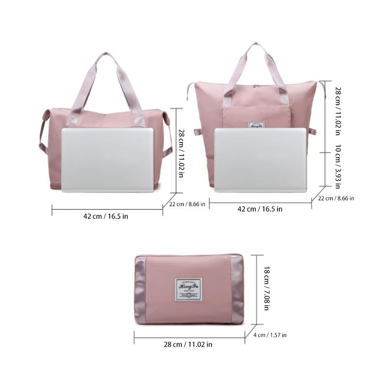 Rum unisex skuldertaske, foldbar og alsidig, lavet af holdbart Oxford-stof, blå, med flere lommer, skulderrem og håndtag