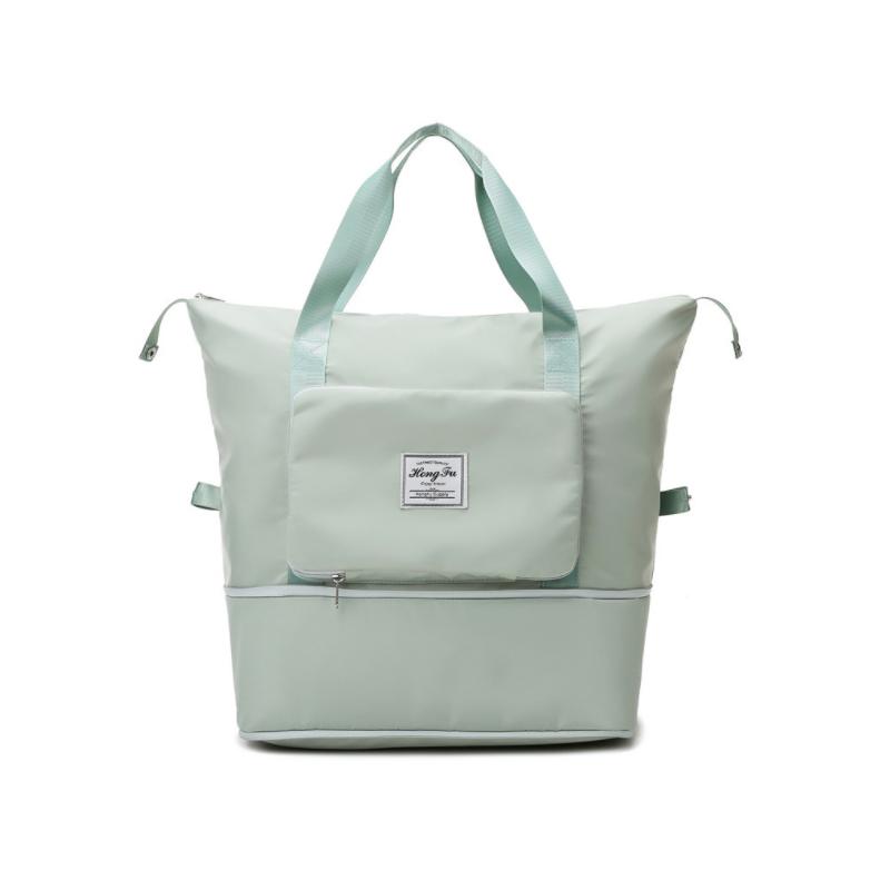 Rum unisex skuldertaske, foldbar og alsidig, lavet af holdbart Oxford-stof, blå, med flere lommer, skulderrem og håndtag