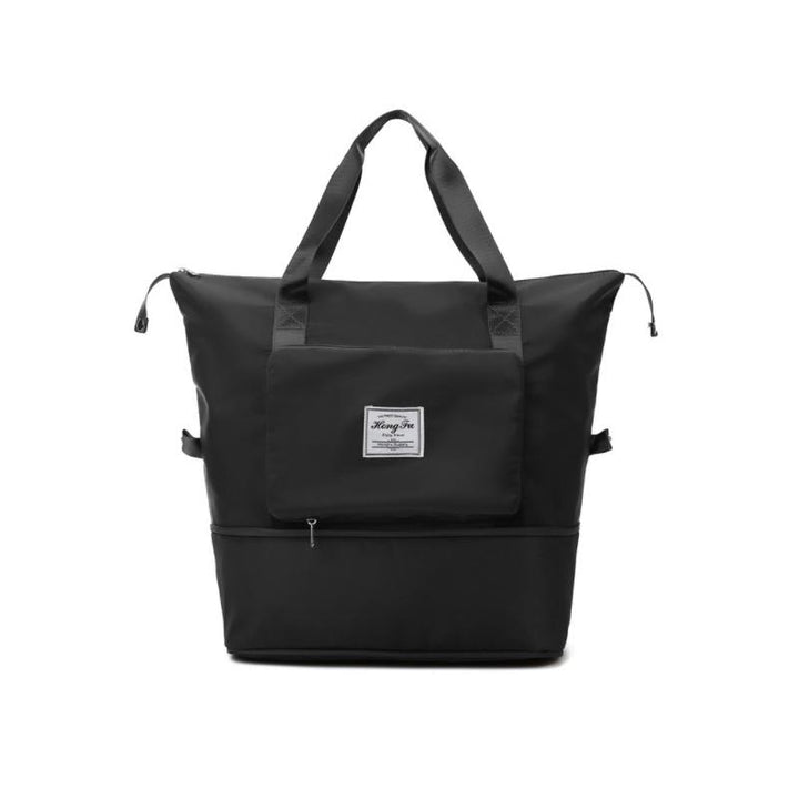 Rum unisex skuldertaske, foldbar og alsidig, lavet af holdbart Oxford-stof, blå, med flere lommer, skulderrem og håndtag