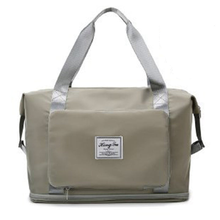 Rum unisex skuldertaske, foldbar og alsidig, lavet af holdbart Oxford-stof, blå, med flere lommer, skulderrem og håndtag