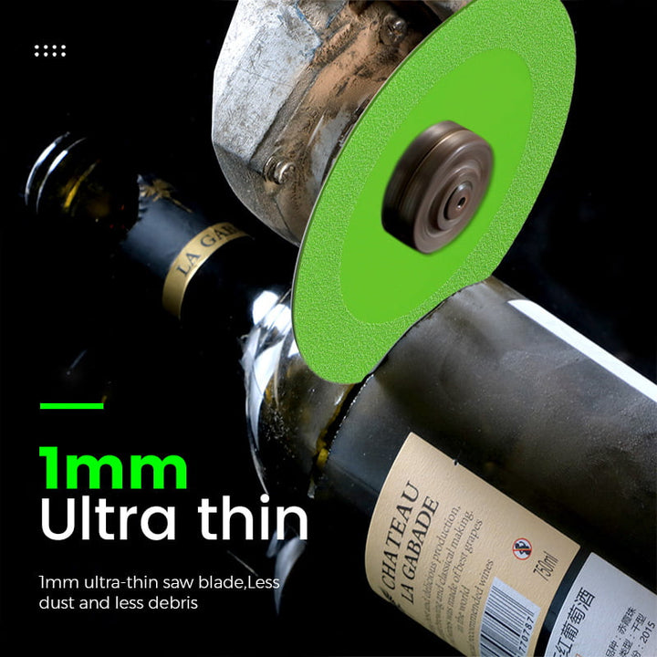 Timanttskæreskive til glas, hurtigt og præcist snit, keramisk materiale, værktøj, sølvfarvet diamantbelægning.