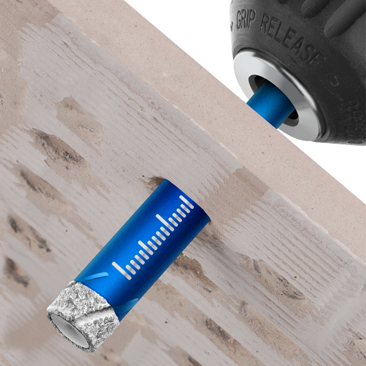 Diamantbor til tørre fliser, multifunktionelt håndværktøj, der viser en skarp diamantspids og et ergonomisk håndtag.