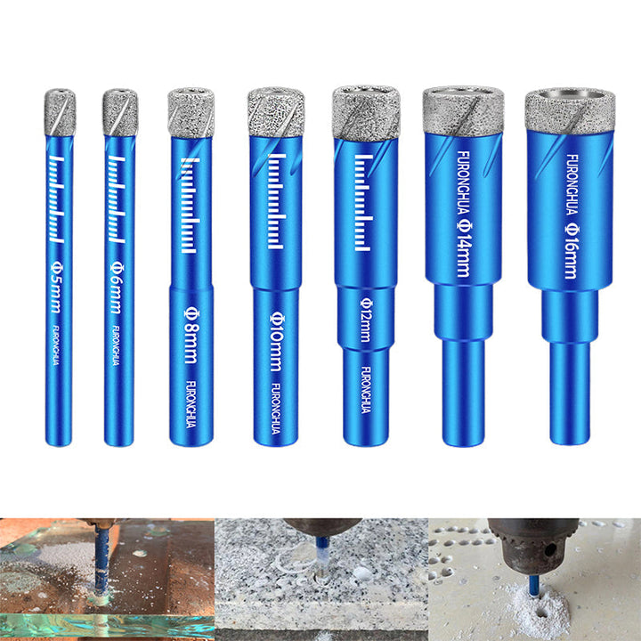 Diamantbor til tørre fliser, multifunktionelt håndværktøj, der viser en skarp diamantspids og et ergonomisk håndtag.