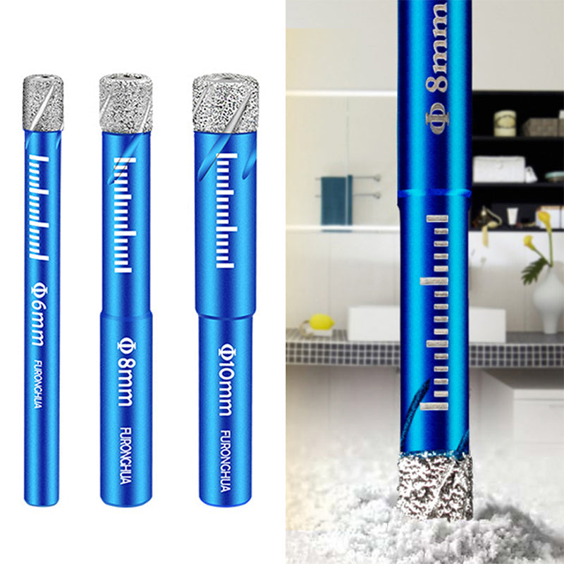 Diamantbor til tørre fliser, multifunktionelt håndværktøj, der viser en skarp diamantspids og et ergonomisk håndtag.