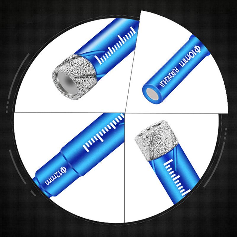 Diamantbor til tørre fliser, multifunktionelt håndværktøj, der viser en skarp diamantspids og et ergonomisk håndtag.