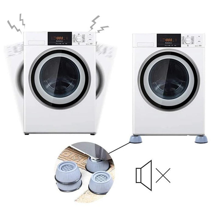 Vibrationsdæmpende gummifødder til hvidevarer, billedet viser runde sorte fødder, der effektivt reducerer vibrationer og støj.