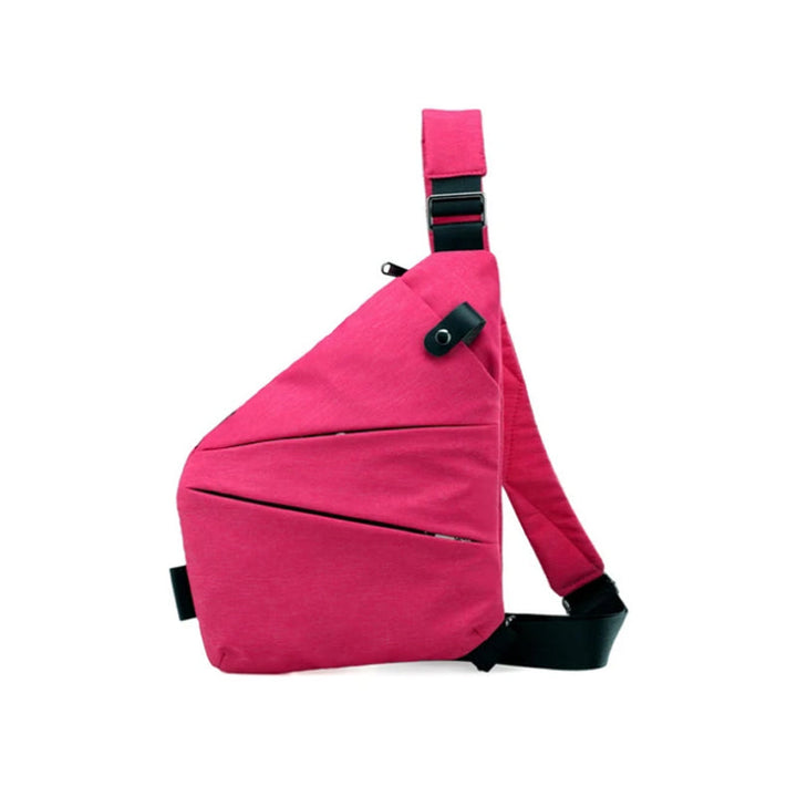 Mørkegrå unisex taske med justerbar rem, fleece-overflade og geometriske lommer