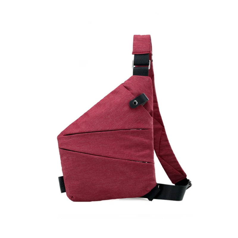 Mørkegrå unisex taske med justerbar rem, fleece-overflade og geometriske lommer