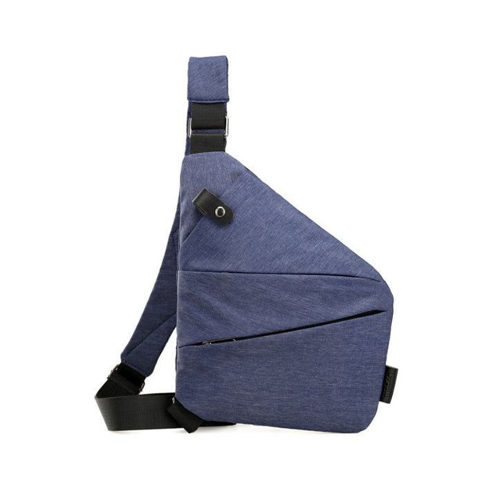 Mørkegrå unisex taske med justerbar rem, fleece-overflade og geometriske lommer