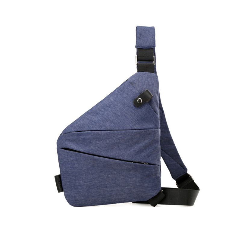 Mørkegrå unisex taske med justerbar rem, fleece-overflade og geometriske lommer