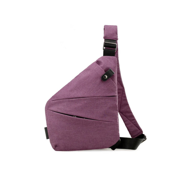 Mørkegrå unisex taske med justerbar rem, fleece-overflade og geometriske lommer