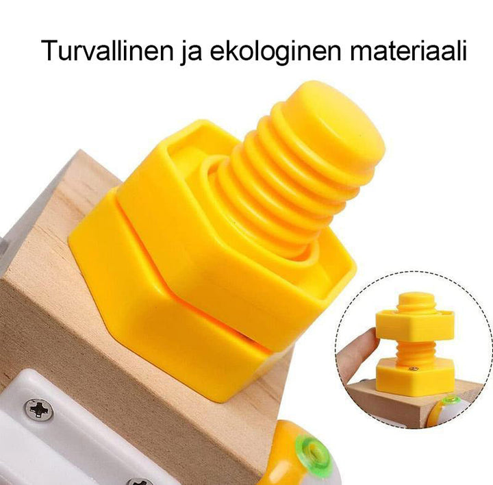 Sikkert træ Montessori legetøj til småbørn, farverigt og lærerigt stativ til udvikling af finmotorik.
