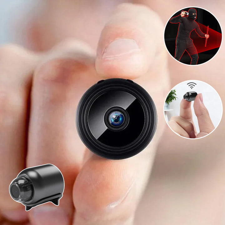 Elegant 1080P HD Mini WIFI-kamera, lille sort design, hjemmebeskyttelse, højkvalitetsvideo, intelligent bevægelsesdetektering.