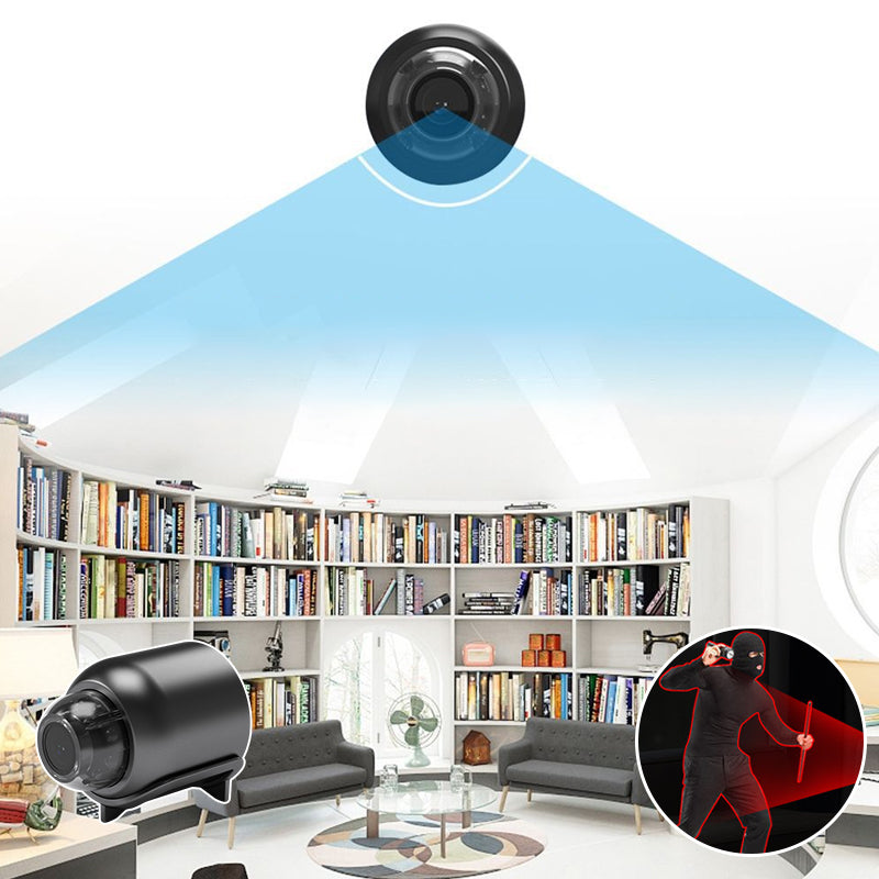 Elegant 1080P HD Mini WIFI-kamera, lille sort design, hjemmebeskyttelse, højkvalitetsvideo, intelligent bevægelsesdetektering.