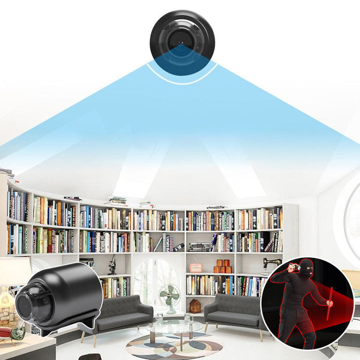 Elegant 1080P HD Mini WIFI-kamera, lille sort design, hjemmebeskyttelse, højkvalitetsvideo, intelligent bevægelsesdetektering.