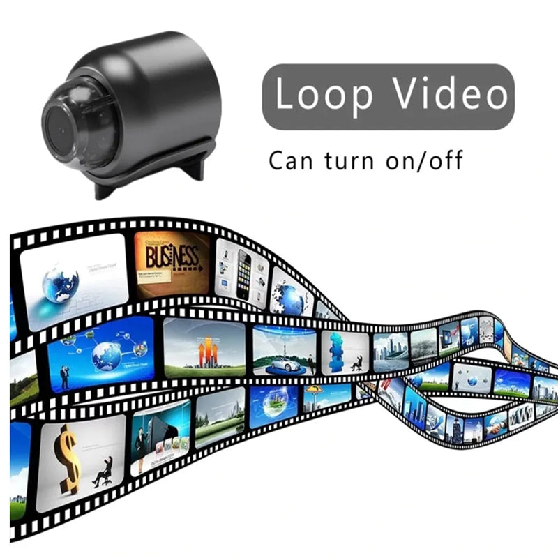 Elegant 1080P HD Mini WIFI-kamera, lille sort design, hjemmebeskyttelse, højkvalitetsvideo, intelligent bevægelsesdetektering.