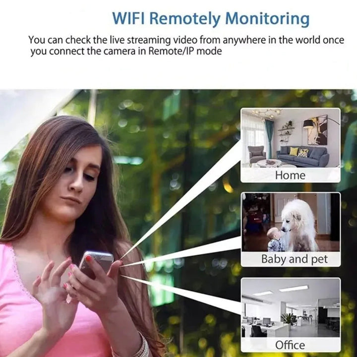 Elegant 1080P HD Mini WIFI-kamera, lille sort design, hjemmebeskyttelse, højkvalitetsvideo, intelligent bevægelsesdetektering.