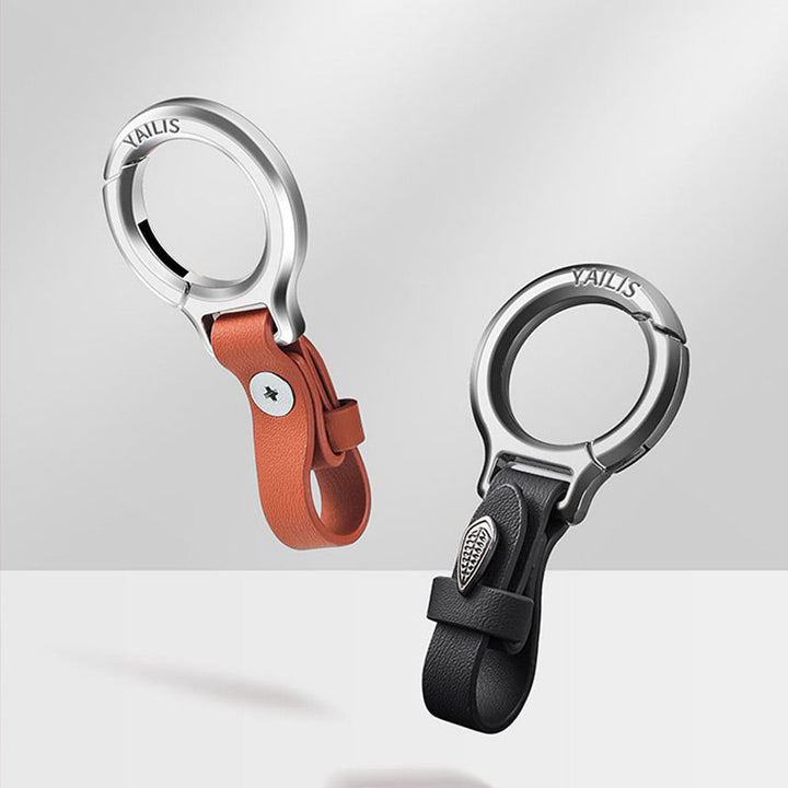 Stilfuld PU-læder nøglering, slankt design, med metalklemme, moderne og holdbart valg til bilnøgler.